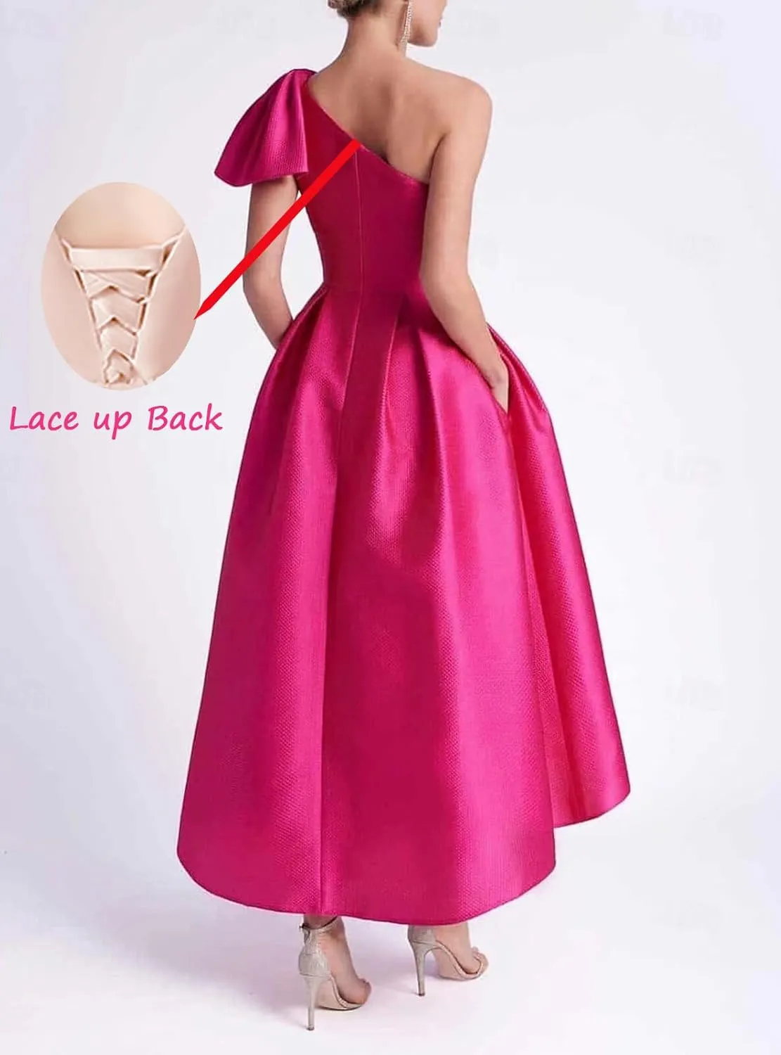 Bow One Shoulder Satin Mother of The Bride Dresses A Line Tea Length Mother of The Groom Formal Evening Dress