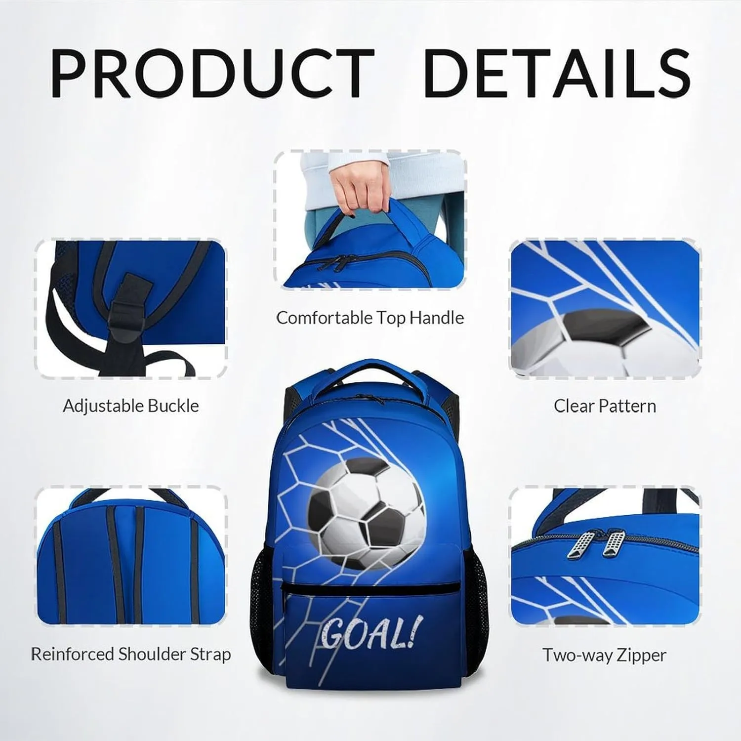 Boys Backpack - 17 Inch Cool Soccer Bookbag for Kids, Boys & Girls - Sports Theme Backpack for Elementary, Middle School