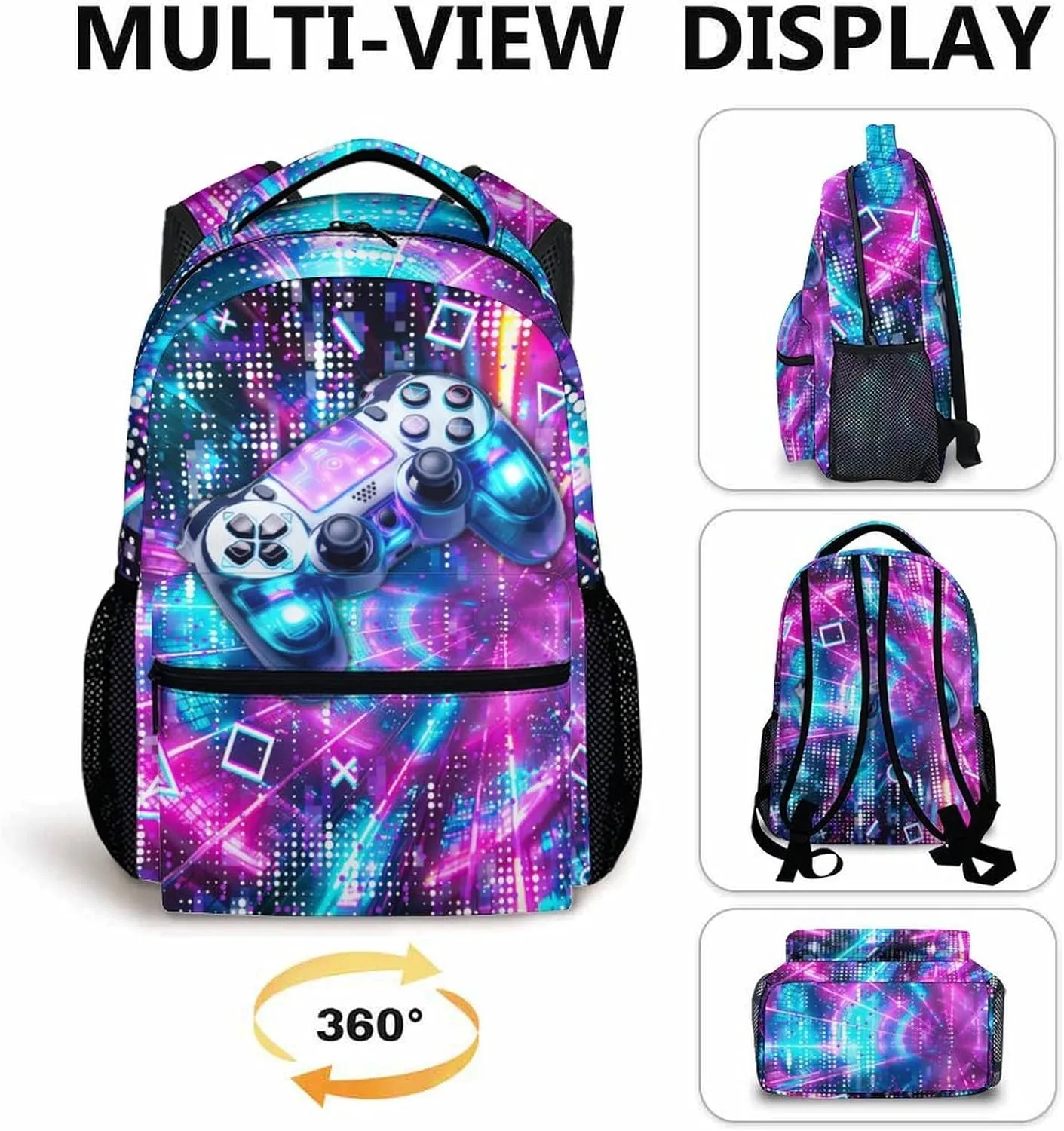 Boys Backpack, Game Gift, Gaming Bookbag for Kids 8-12, 17 Inch Casual Kids Schoolbag for Boys Girls, Gamer Backpacks for School Travel Hiking Camping