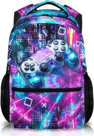 Boys Backpack, Game Gift, Gaming Bookbag for Kids 8-12, 17 Inch Casual Kids Schoolbag for Boys Girls, Gamer Backpacks for School Travel Hiking Camping