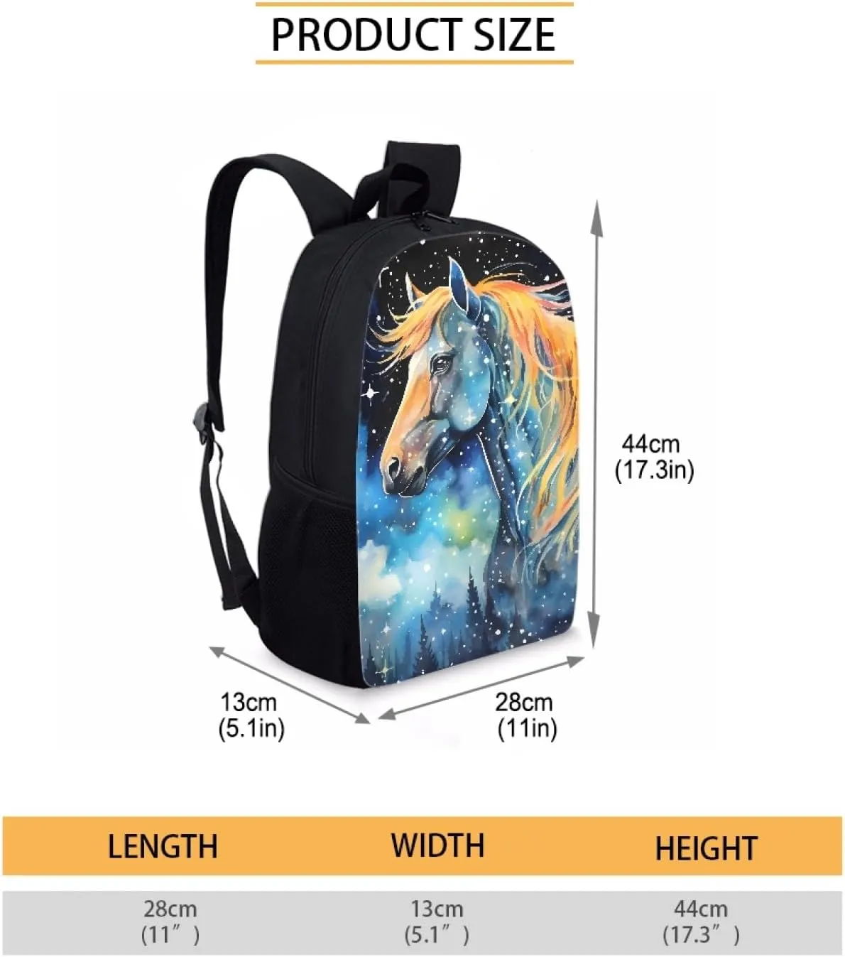 Boys Girls 3D Cool Fox Printed School Backpack Laptop Backpacks School Bag Daypack for Travel Casual,Blue Galaxy Horse