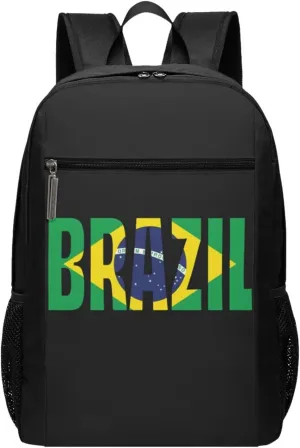 Brazil Brazilian Flag Casual Backpacks Sports Backpack Large Capacity Travel Rucksack Laptop Daypack with Multi-Pockets Adjustable Strap Work Bag for Hiking