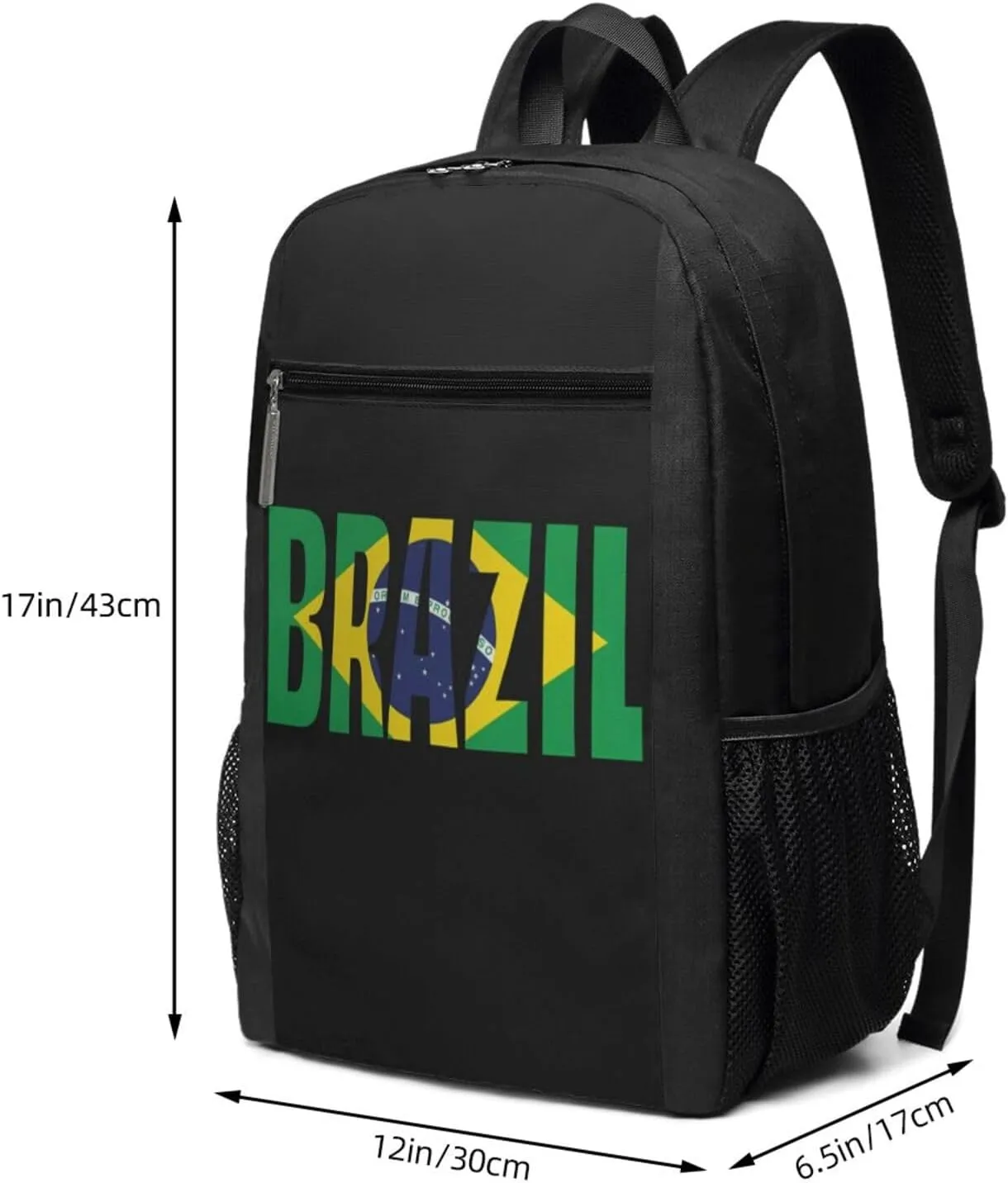 Brazil Brazilian Flag Casual Backpacks Sports Backpack Large Capacity Travel Rucksack Laptop Daypack with Multi-Pockets Adjustable Strap Work Bag for Hiking