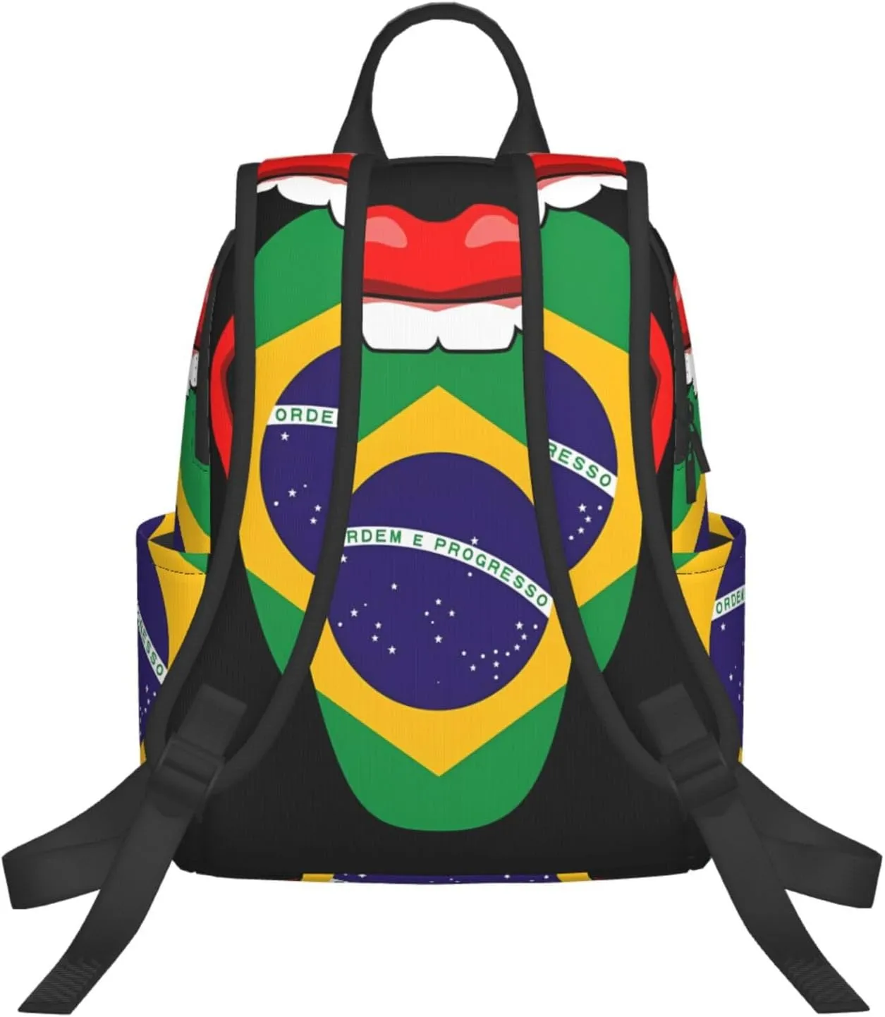 Brazil Brazilian Flag Tongue Pride Travel Backpacks Casual Laptop Backpack Sport Rucksack Large Capacity Daypack Multi-Pockets Adjustable Strap Bag for Working Hiking