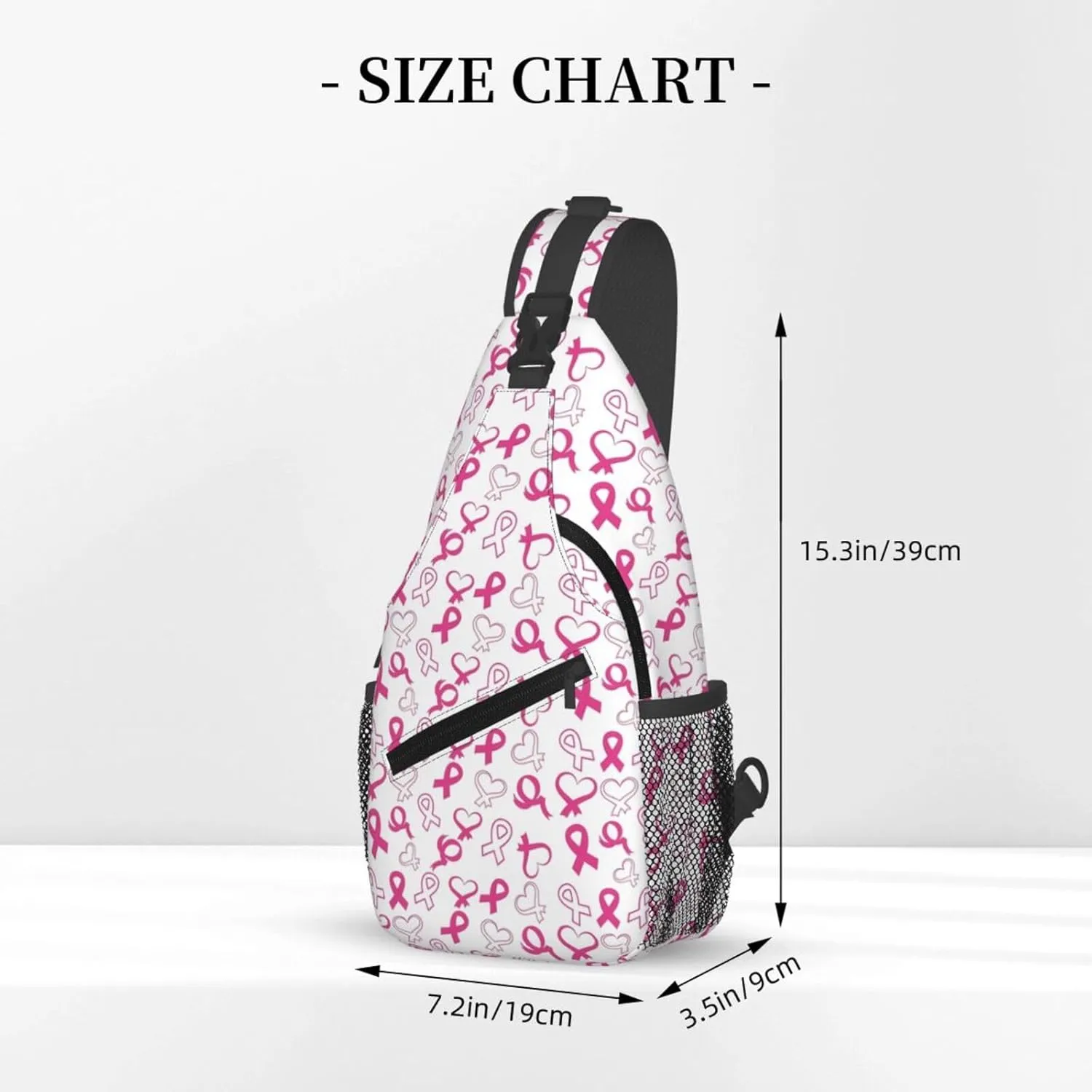 Breast Cancer Awareness Flowers Sling Bag Chest Bags Adjustable Crossbody Bag Shoulder Backpack For Travel Hiking