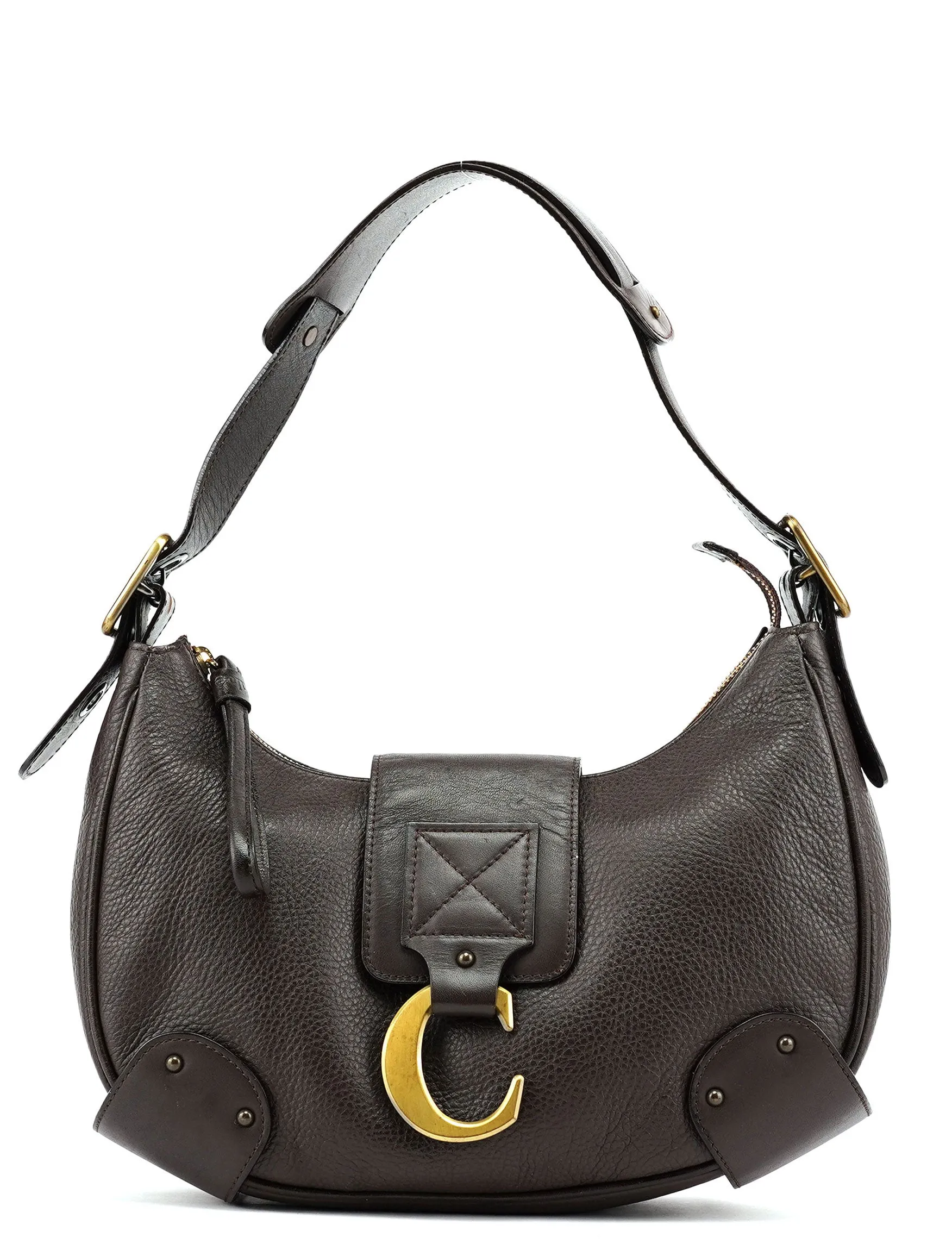 Brown Leather C Shoulder Bag