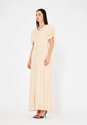 Butterfly-Draped Ruched Gown