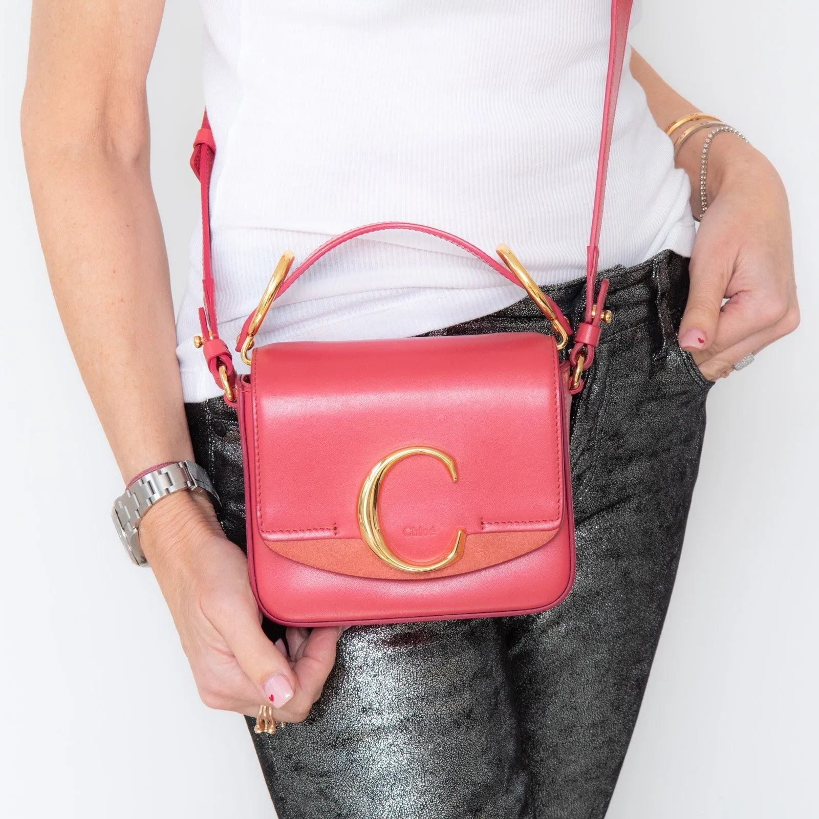 C Interactive Performance-optimized Mini Logo Chloe  Captive Scarlet Bag Pink Crossbody