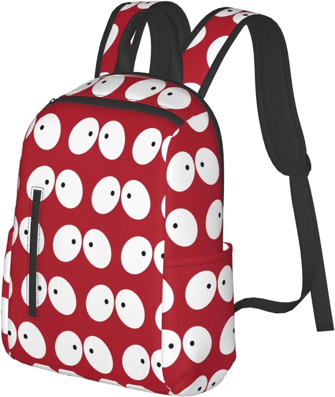 Cartoon Cute Eyes To Eyes Red Casual Backpacks Large Capacity Laptop Backpack Sports Fitness Rucksack Travel Carry-On Daypack Adjustable Shoulder Strap Work Bag for Outdoor Camping