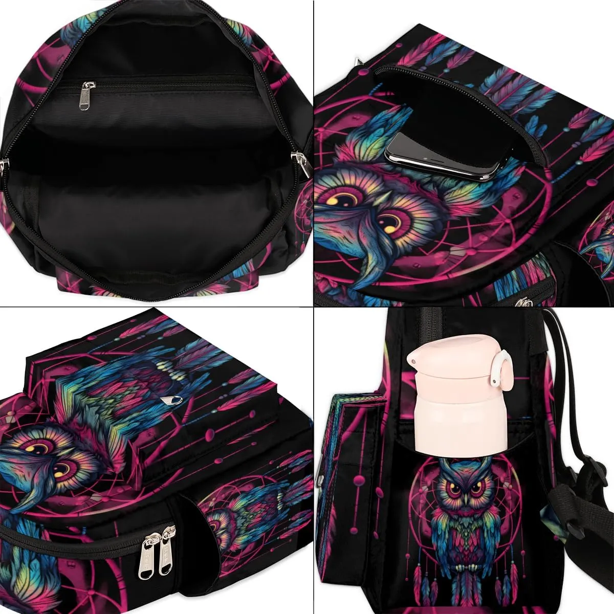 Cartoon Owl Pattern Mini Backpack Purse for Women Lightweight Shoulder Bag Women Shopping Backpack Small Backpacks Purse