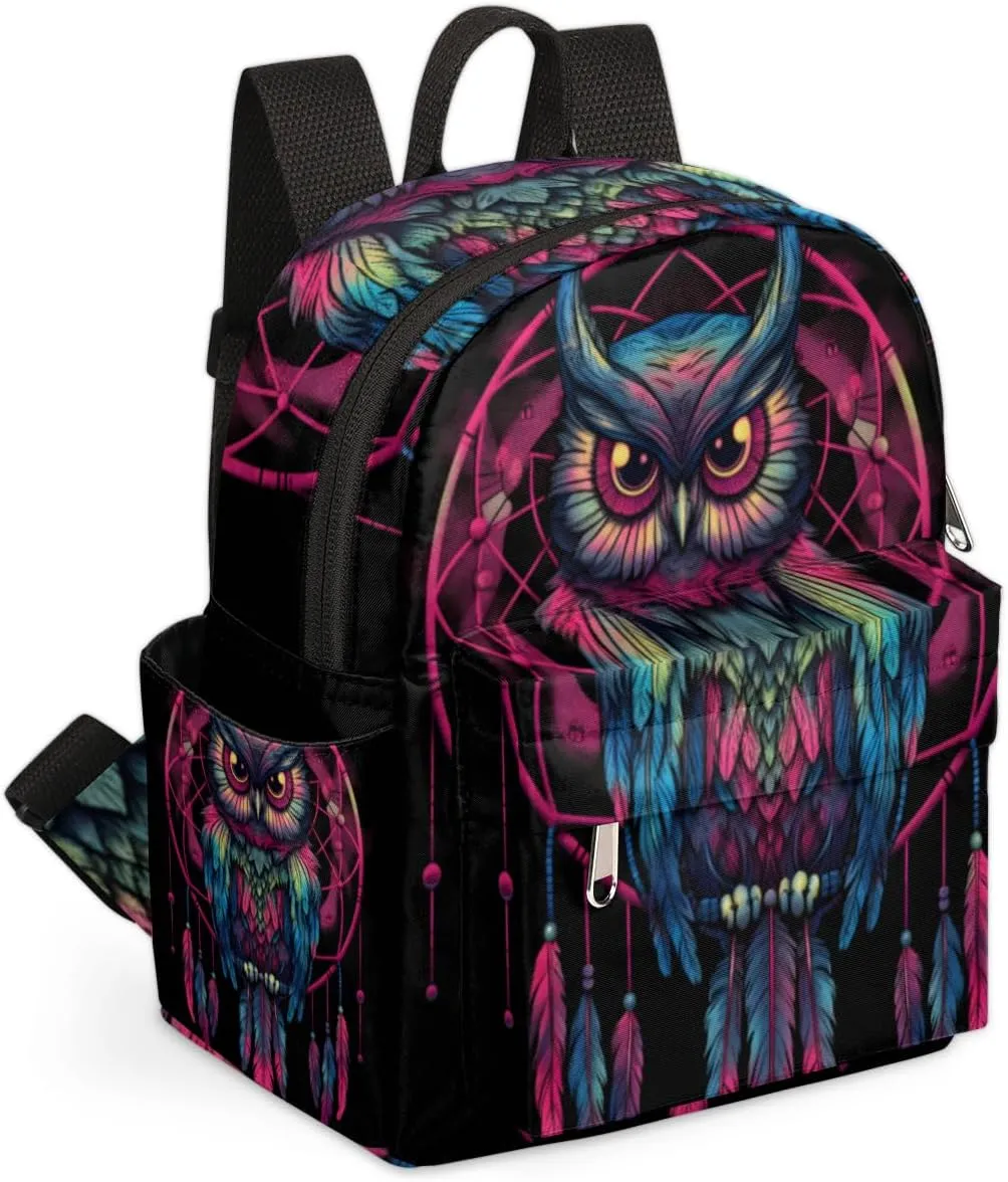 Cartoon Owl Pattern Mini Backpack Purse for Women Lightweight Shoulder Bag Women Shopping Backpack Small Backpacks Purse