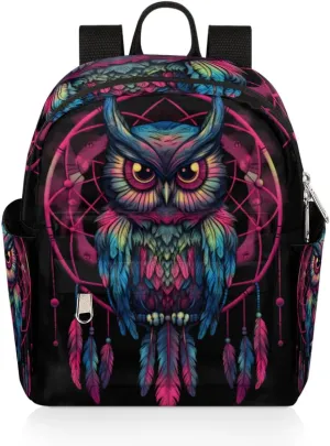 Cartoon Owl Pattern Mini Backpack Purse for Women Lightweight Shoulder Bag Women Shopping Backpack Small Backpacks Purse
