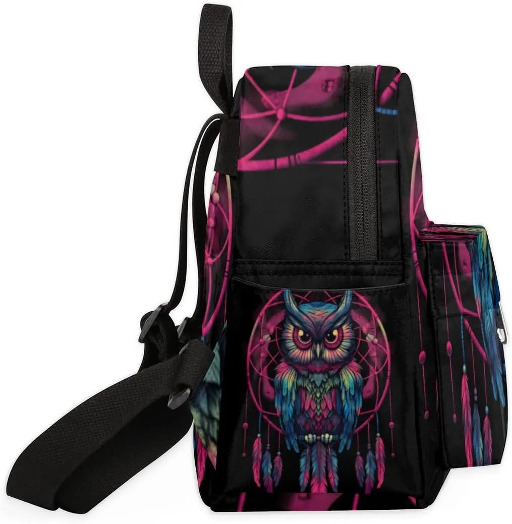 Cartoon Owl Pattern Mini Backpack Purse for Women Lightweight Shoulder Bag Women Shopping Backpack Small Backpacks Purse