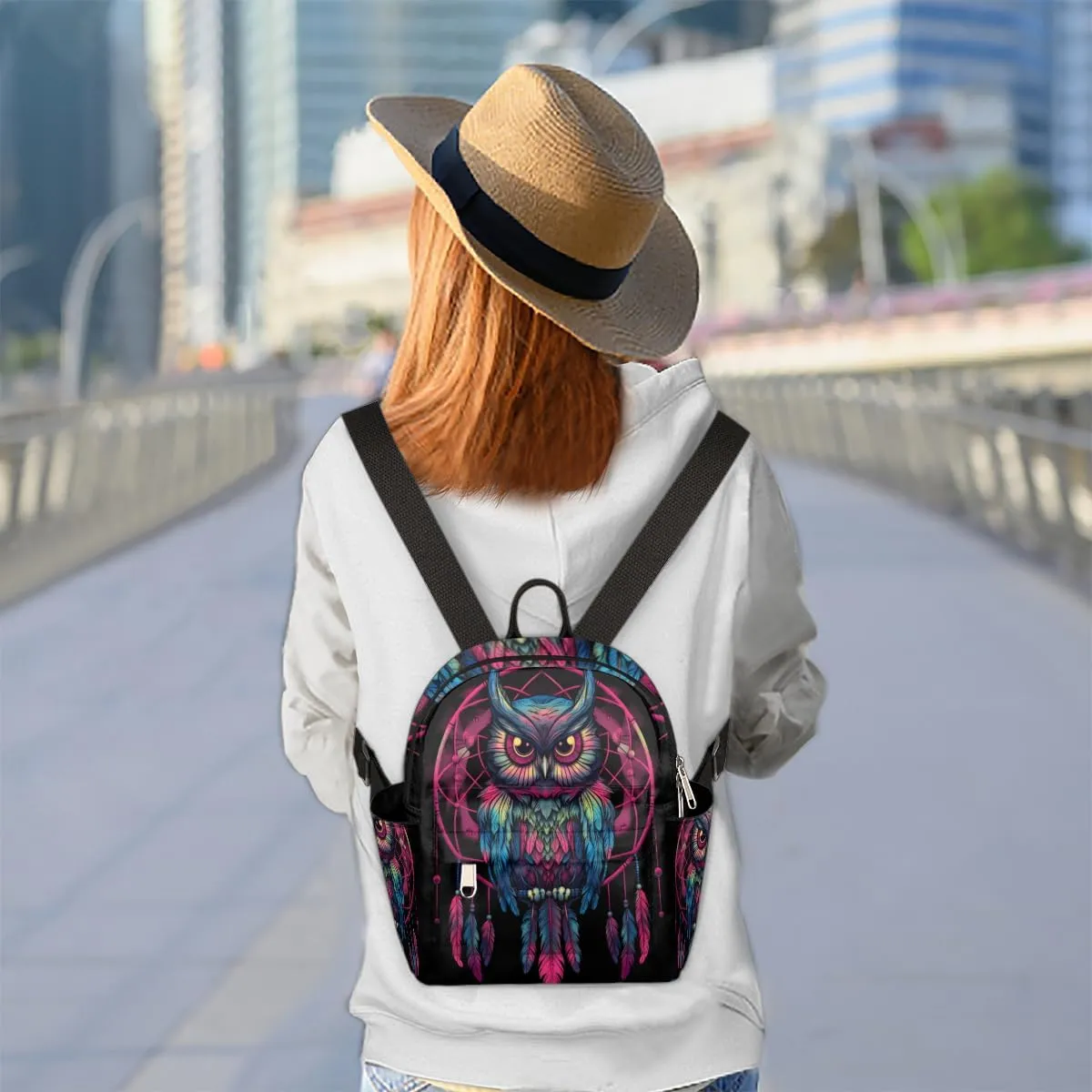 Cartoon Owl Pattern Mini Backpack Purse for Women Lightweight Shoulder Bag Women Shopping Backpack Small Backpacks Purse