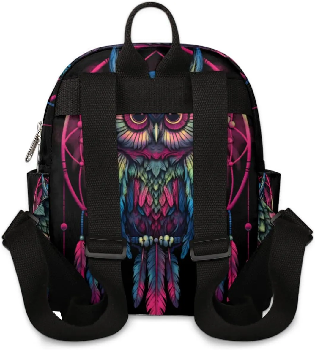 Cartoon Owl Pattern Mini Backpack Purse for Women Lightweight Shoulder Bag Women Shopping Backpack Small Backpacks Purse