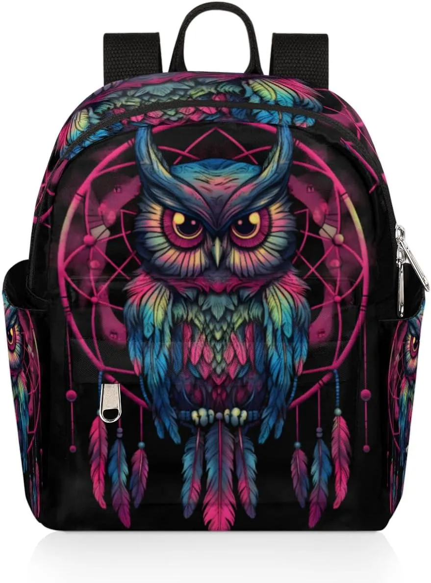 Cartoon Owl Pattern Mini Backpack Purse for Women Lightweight Shoulder Bag Women Shopping Backpack Small Backpacks Purse