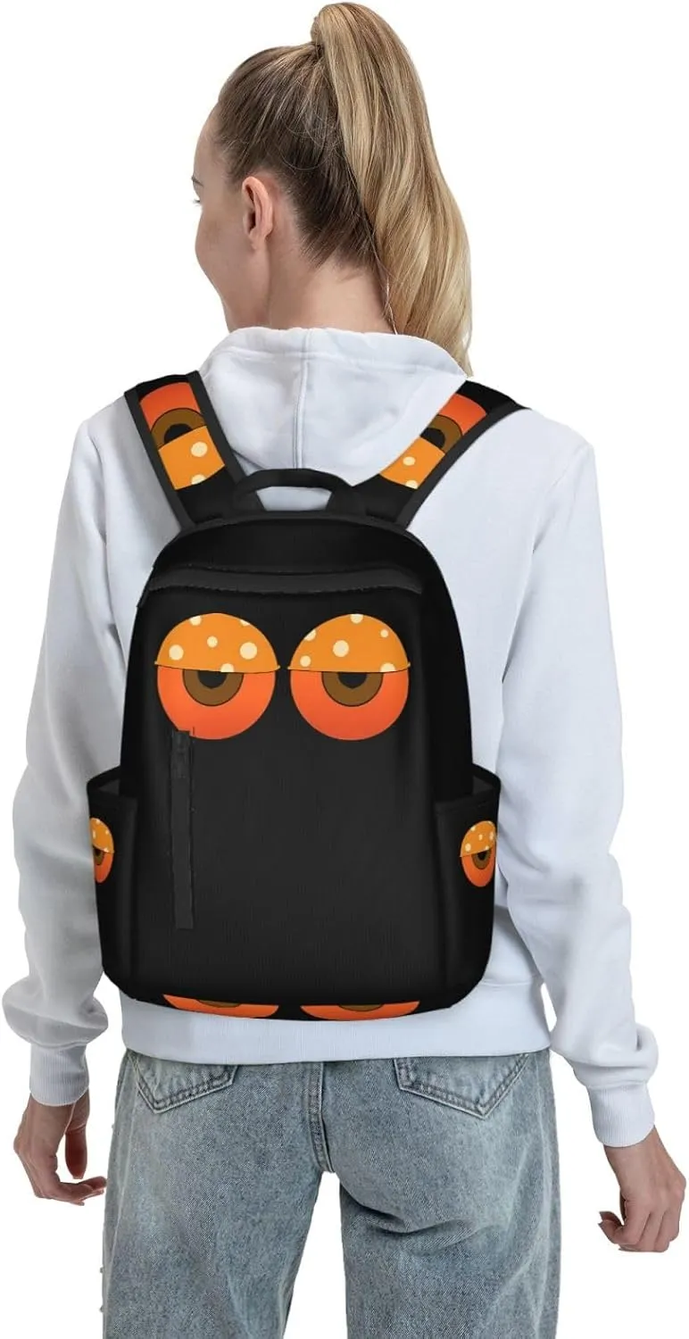Cartoon Sleepy Eyes Casual Backpacks Large Capacity Laptop Backpack Sports Rucksack Travel Daypack Adjustable Shoulder Strap Work Bag for Outdoor Camping