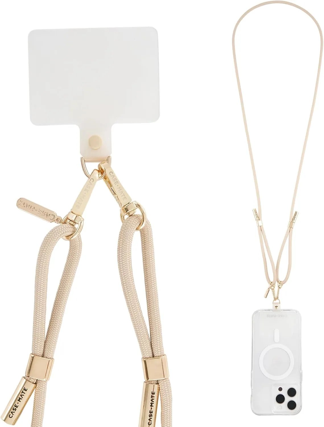Case-Mate Crossbody Phone Lanyard/Chain [Works with All Phones] Hands-Free Cell Phone Charm/Strap - Neck Chain Holder for iPhone 16 Pro Max / 15 Pro Max / 14/13 / 12 / S25 Ultra / S24 - Beige Rope
