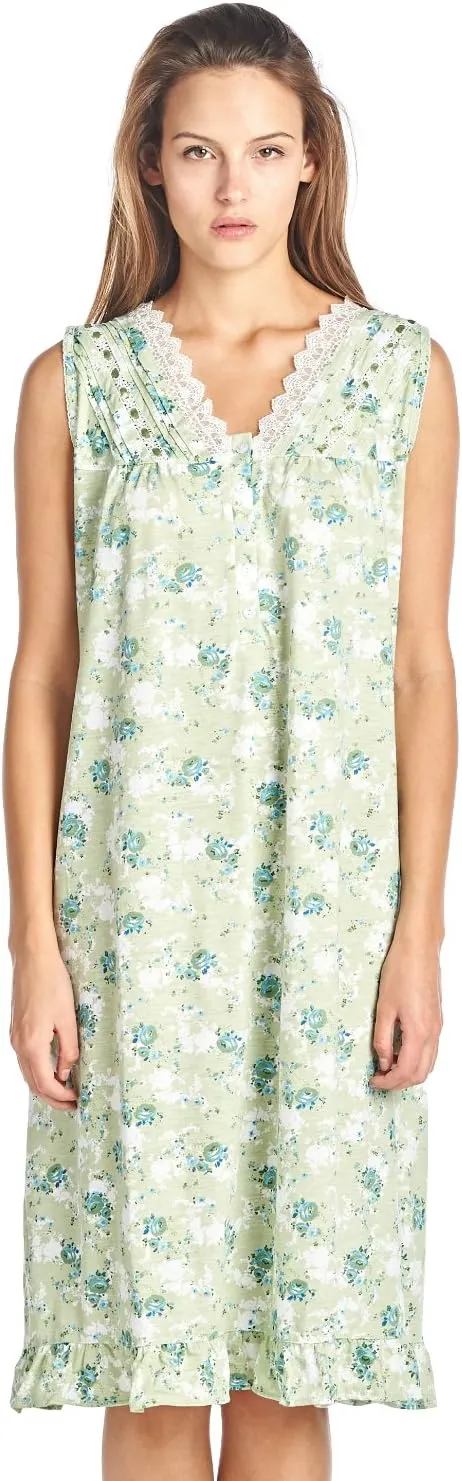 Casual Nights Women's Sleeveless Floral Lace and Ribbon Nightgown