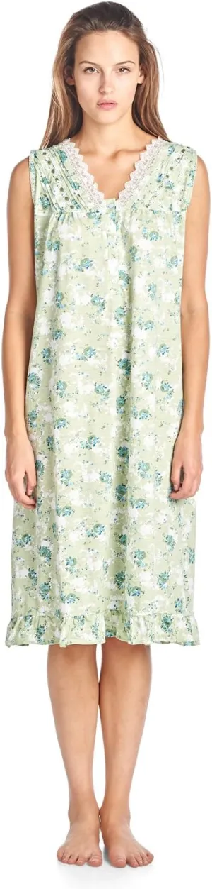 Casual Nights Women's Sleeveless Floral Lace and Ribbon Nightgown