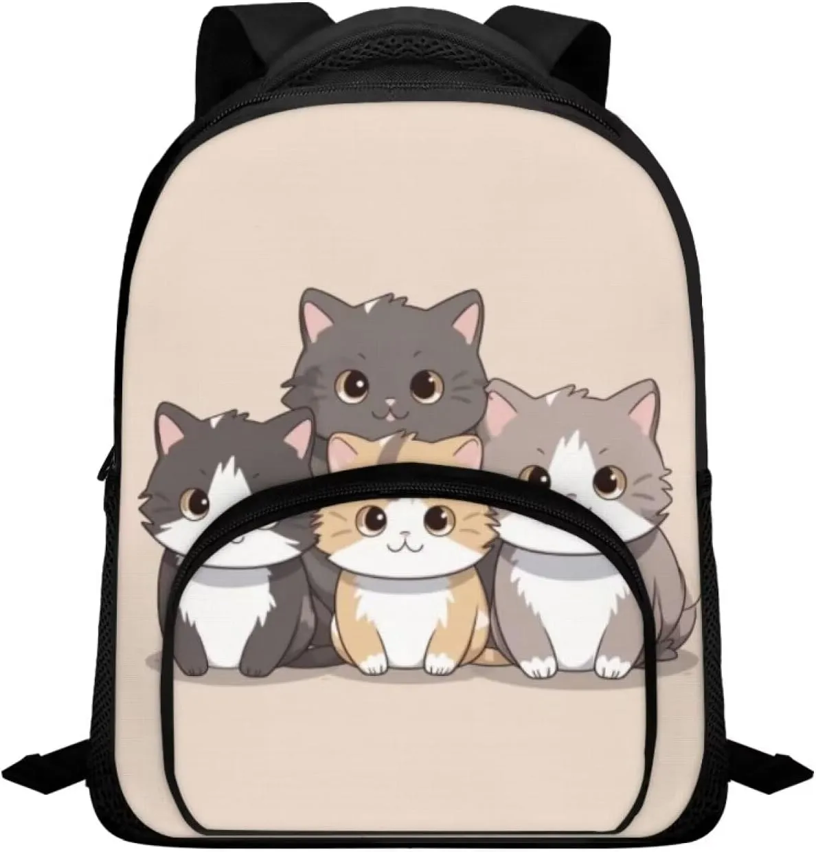 Cat Backpack Schoolbag for Kids Teenagers Emergency School Bag Casual Rucksack Large Capacity Schoolbags Bookbag for Girls Lightweight Daypack Girls Book Bag with Front Pockets
