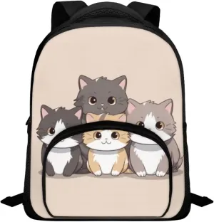 Cat Backpack Schoolbag for Kids Teenagers Emergency School Bag Casual Rucksack Large Capacity Schoolbags Bookbag for Girls Lightweight Daypack Girls Book Bag with Front Pockets