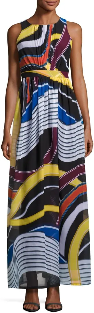 Catherine Malandrino Women's Back-Cutout Sleeveless Maxi Dress, Multi Pattern, 12