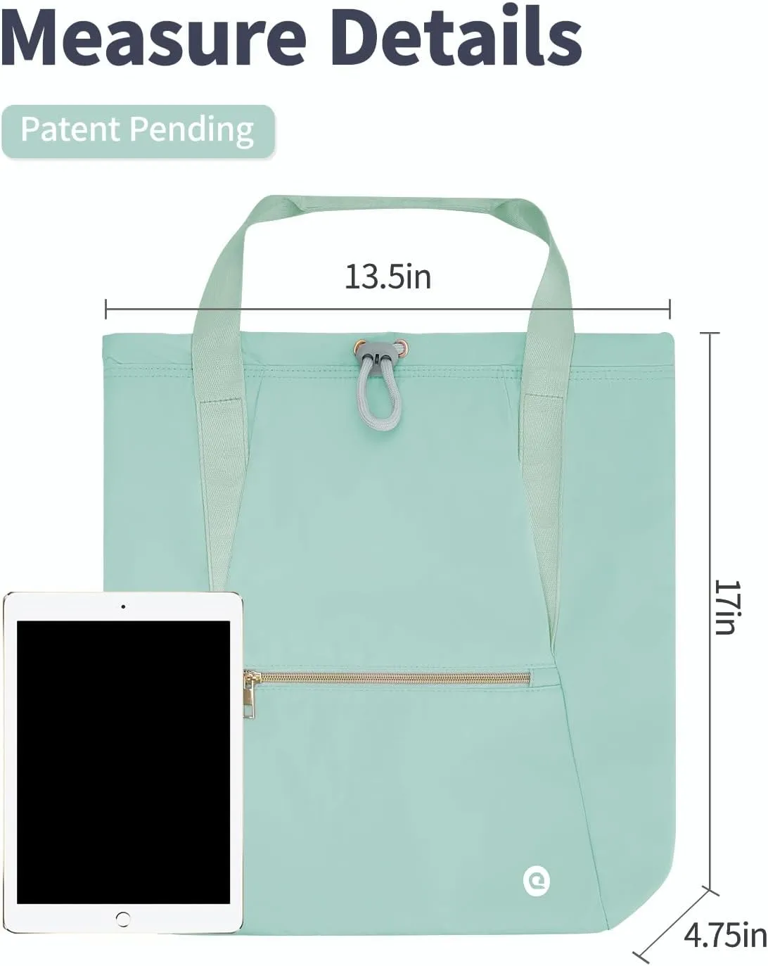 Ceneda Drawstring Backpack String Bag for Women Men Water Resistant Drawstring Bags Gym Sack with Two Zipper Pockets Sports Gym Bag (Mint Green)