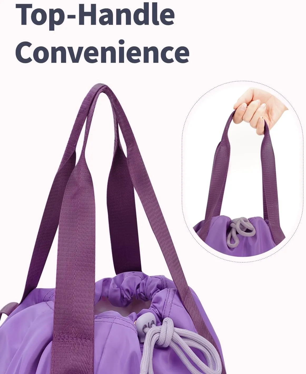 Ceneda Drawstring Backpack String Bag for Women Men Water Resistant Drawstring Bags Gym Sack with Two Zipper Pockets Sports Gym Bag (Purple)