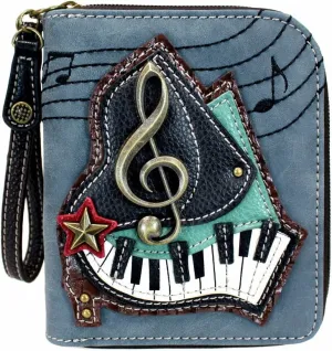 CHALA Handbags- Zip Around Wallet, Wristlet, 8 Credit Card Slots Sturdy Coin Purse for women (Piano Indigo)