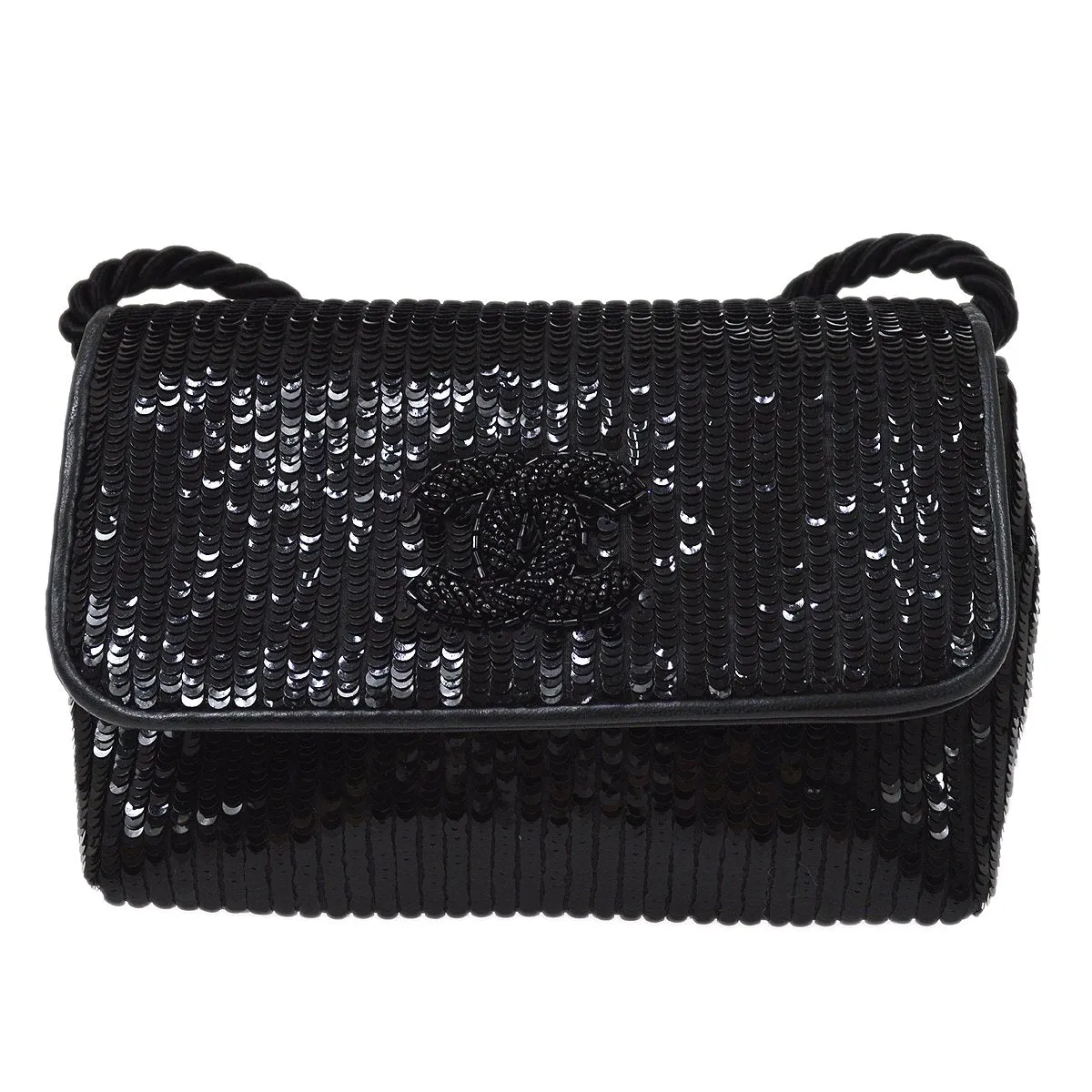 Chanel 1986-1989 Black Sequins Pochette