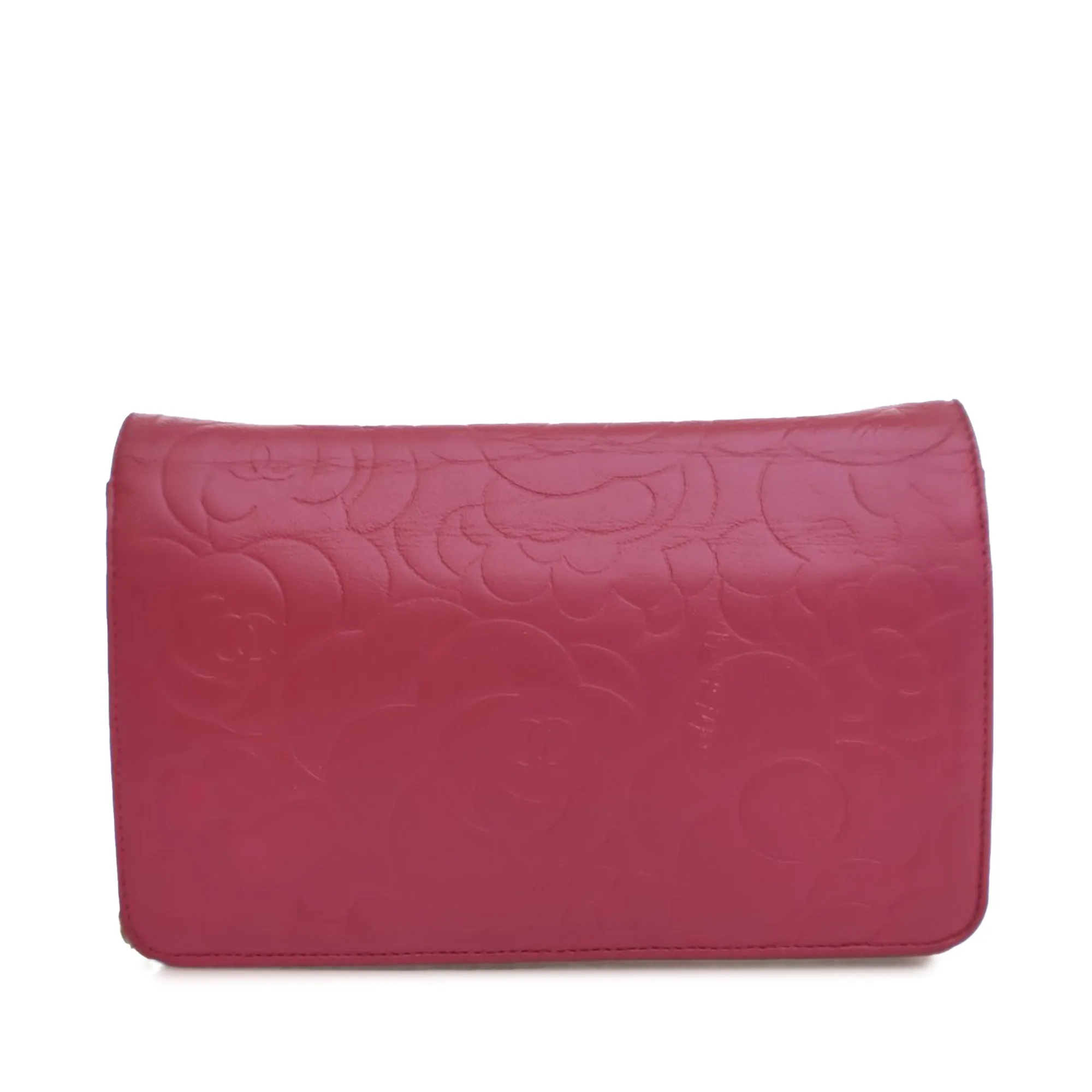 Chanel Embossed Lambskin Camellia Wallet On Chain