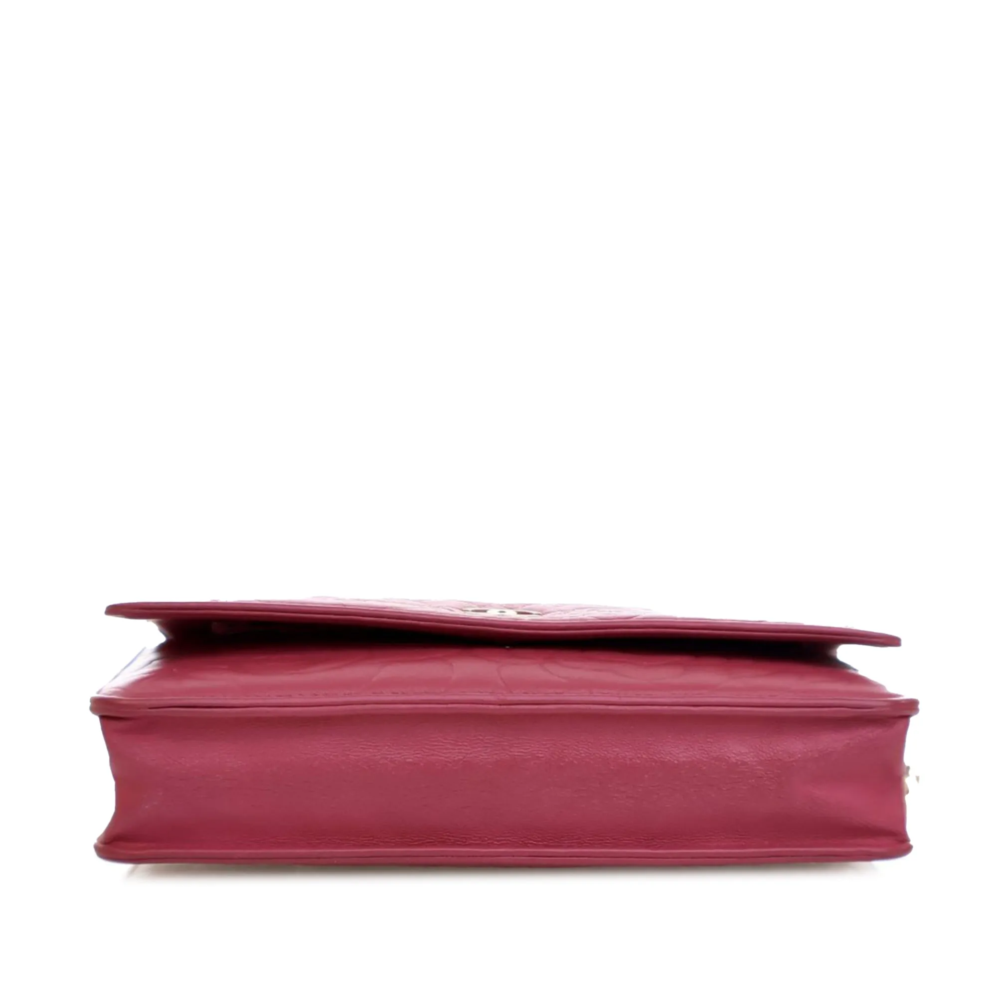 Chanel Embossed Lambskin Camellia Wallet On Chain
