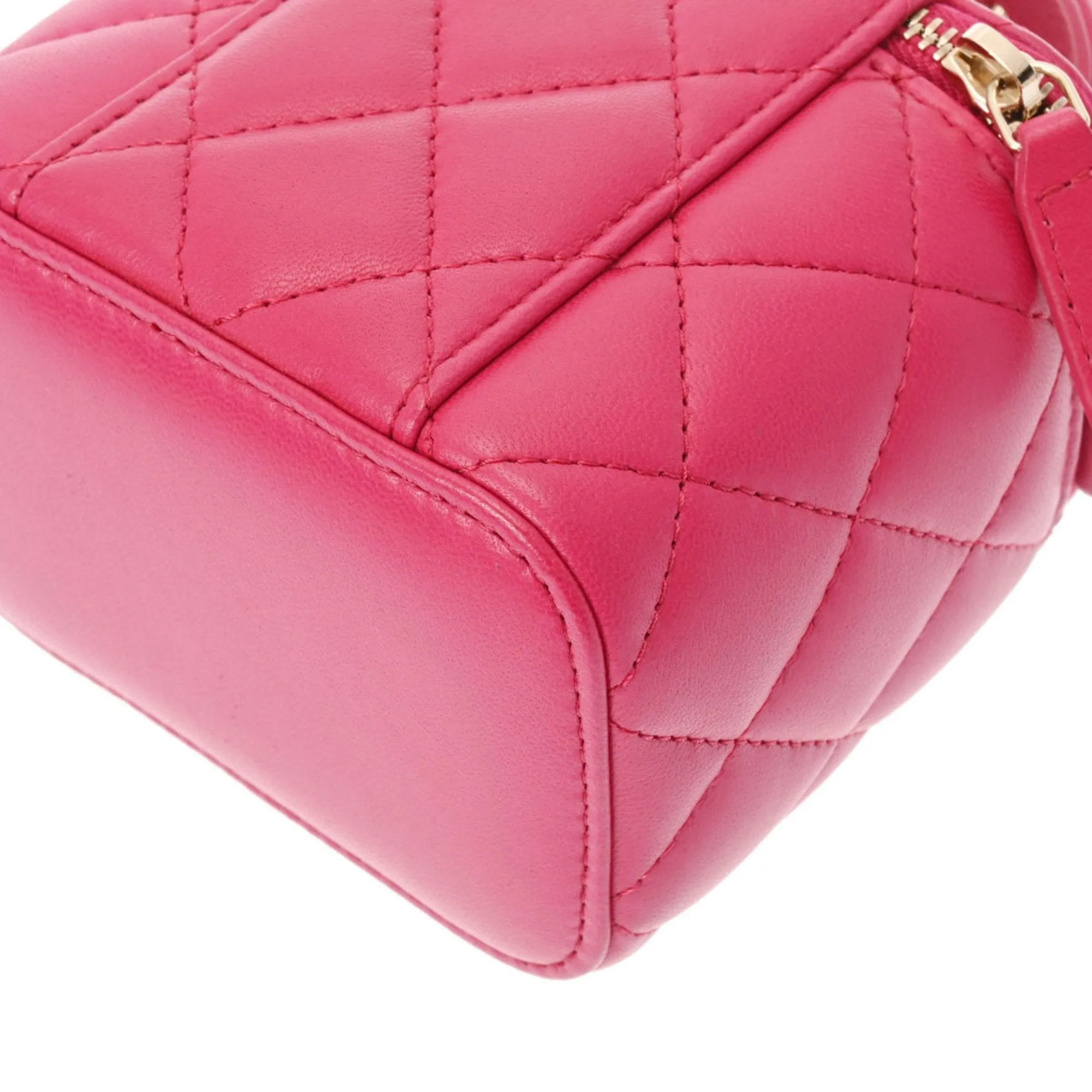 CHANEL Matelasse Small Vanity Chain Shoulder Pink Champagne AP2198 Women's Lambskin Bag