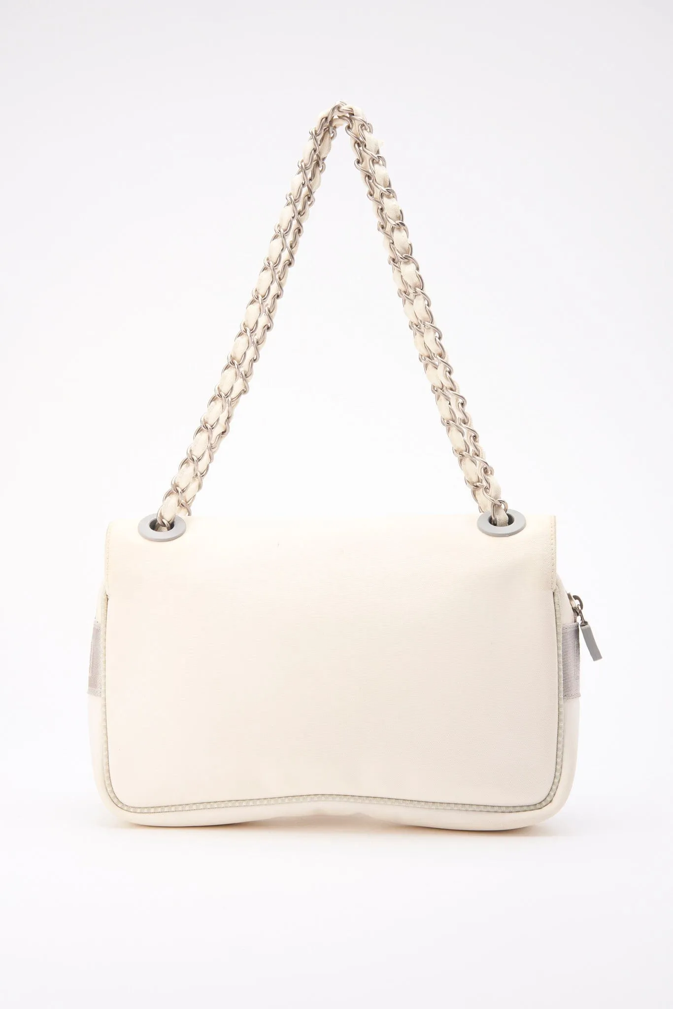 Chanel Sport White Floral Nylon Flap Bag