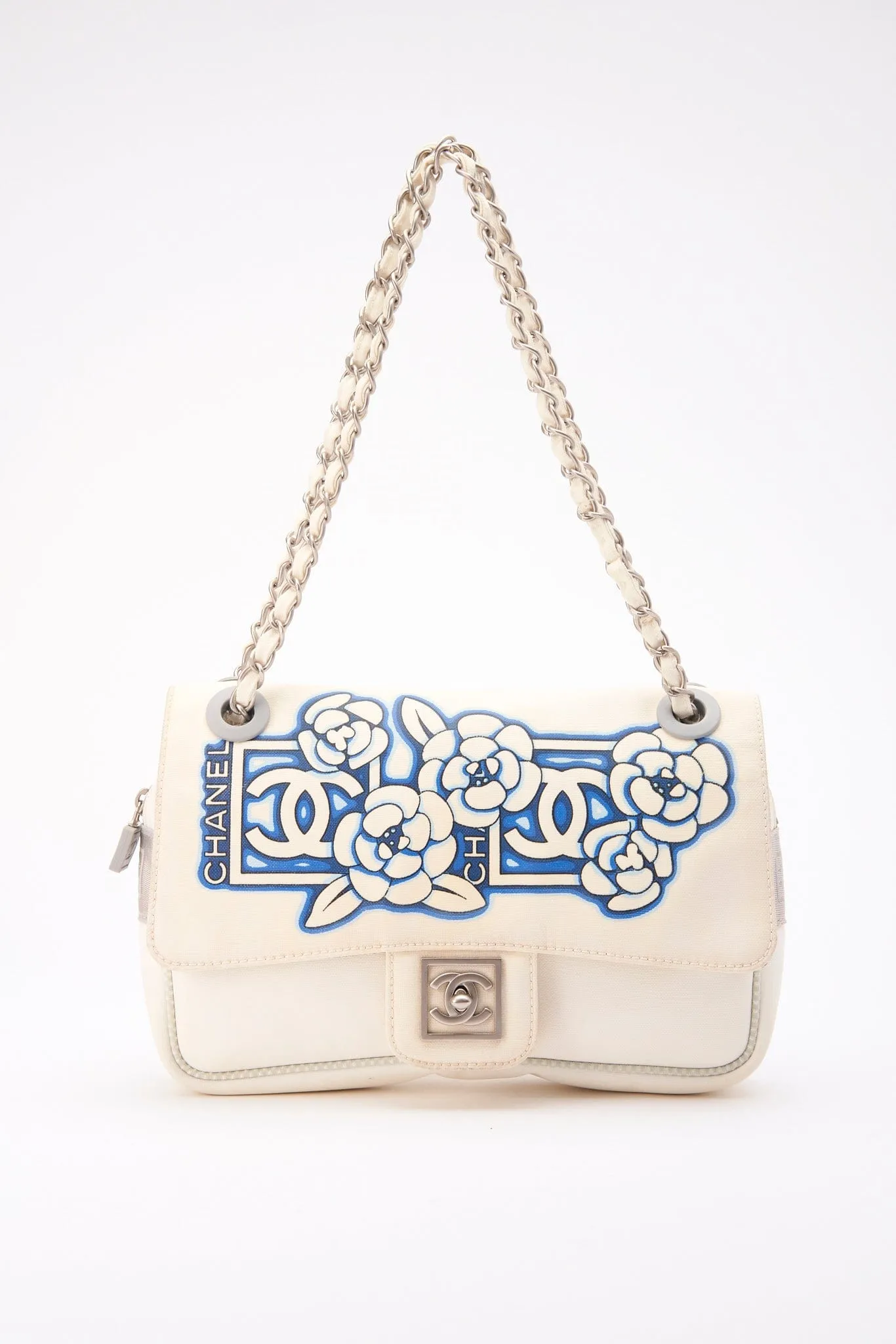 Chanel Sport White Floral Nylon Flap Bag