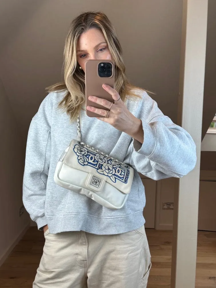 Chanel Sport White Floral Nylon Flap Bag