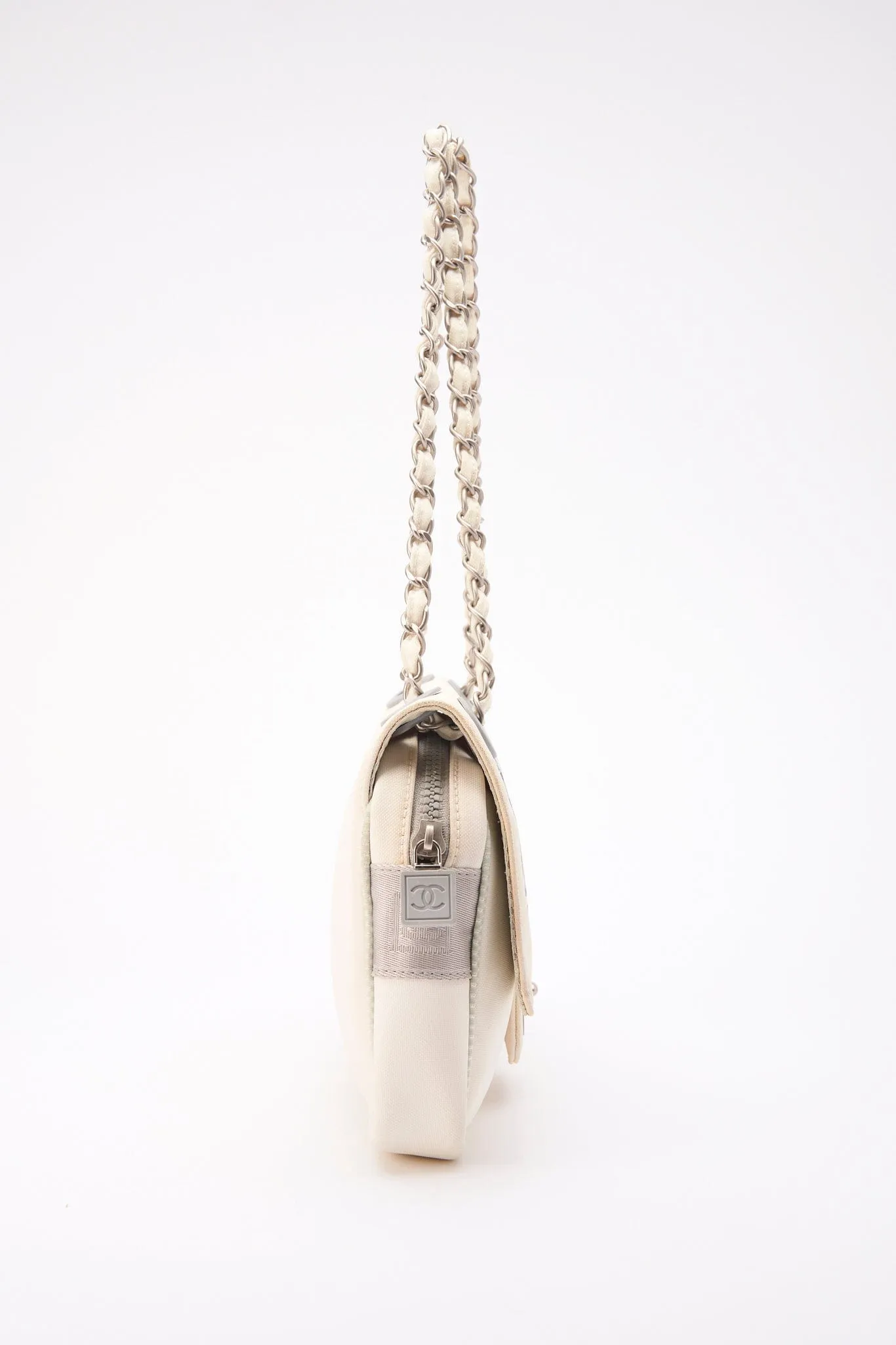Chanel Sport White Floral Nylon Flap Bag