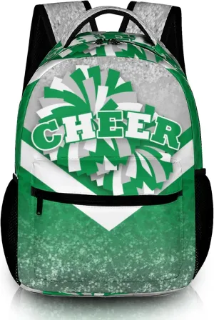 Cheer Backpacks for Cheerleaders, Cheerleading Backpack 16.5in, Cheerleader Gifts for Team (Silver&Green)
