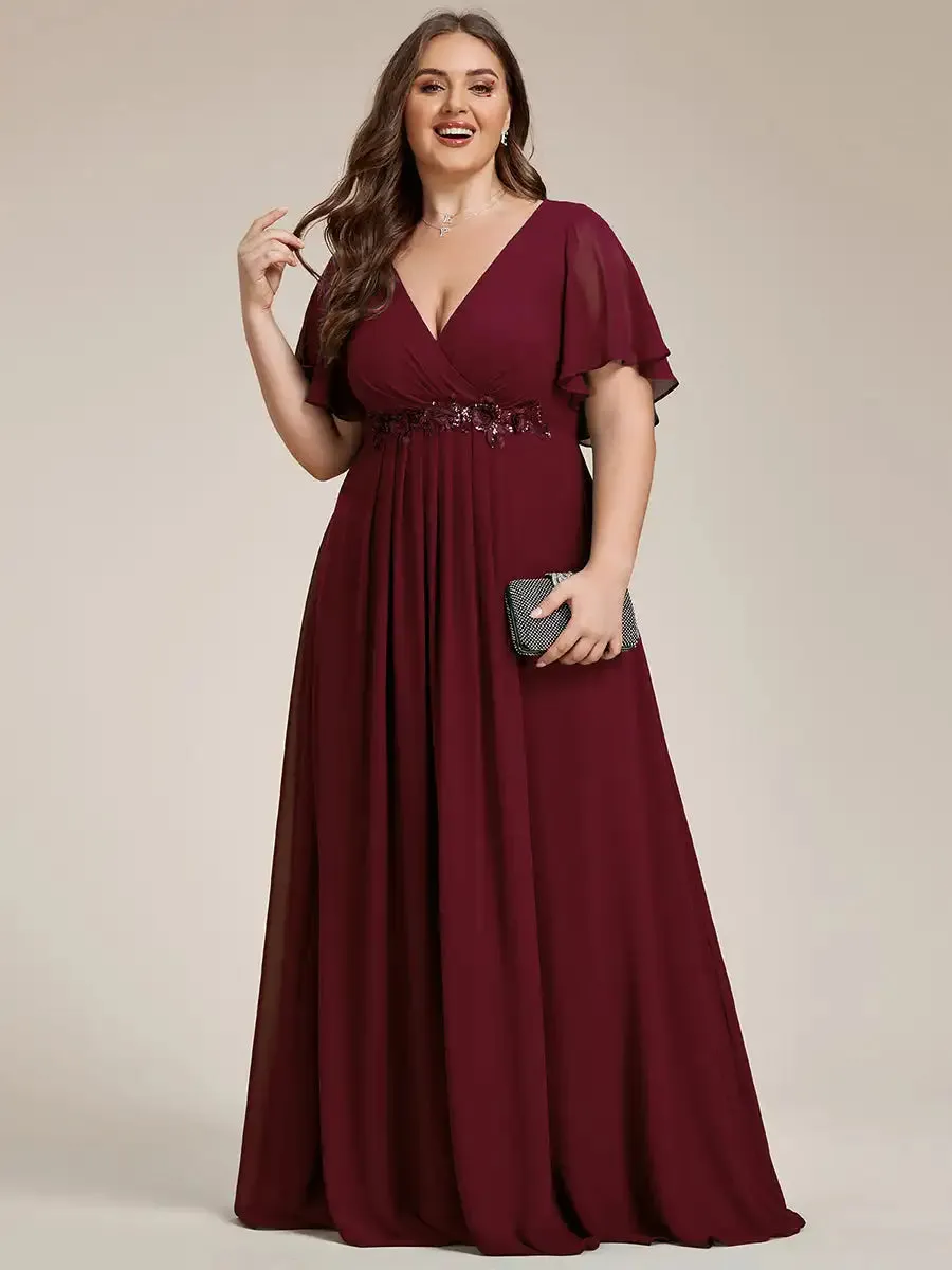 Chiffon Applique Plus Size Bridesmaids Evening Dresses