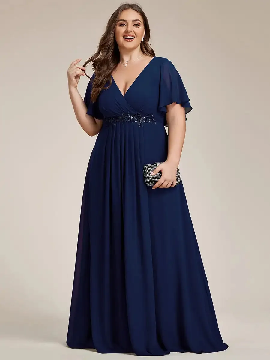 Chiffon Applique Plus Size Bridesmaids Evening Dresses