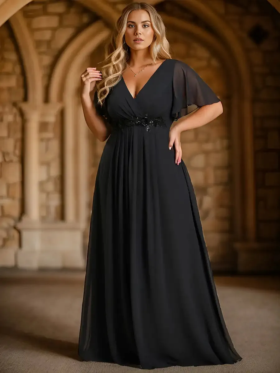 Chiffon Applique Plus Size Bridesmaids Evening Dresses