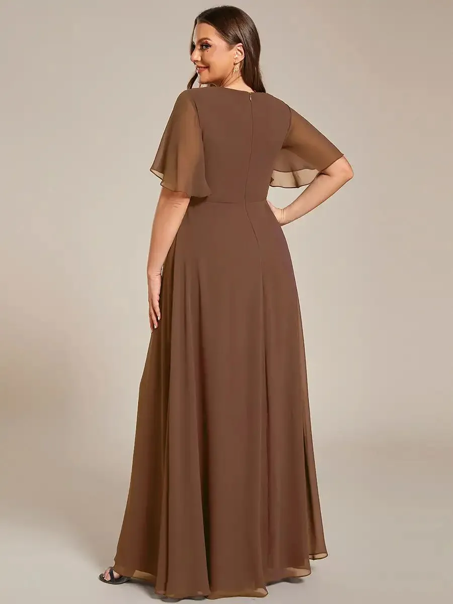 Chiffon Applique Plus Size Bridesmaids Evening Dresses
