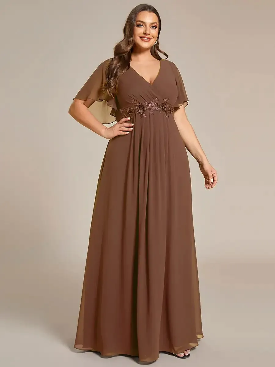 Chiffon Applique Plus Size Bridesmaids Evening Dresses