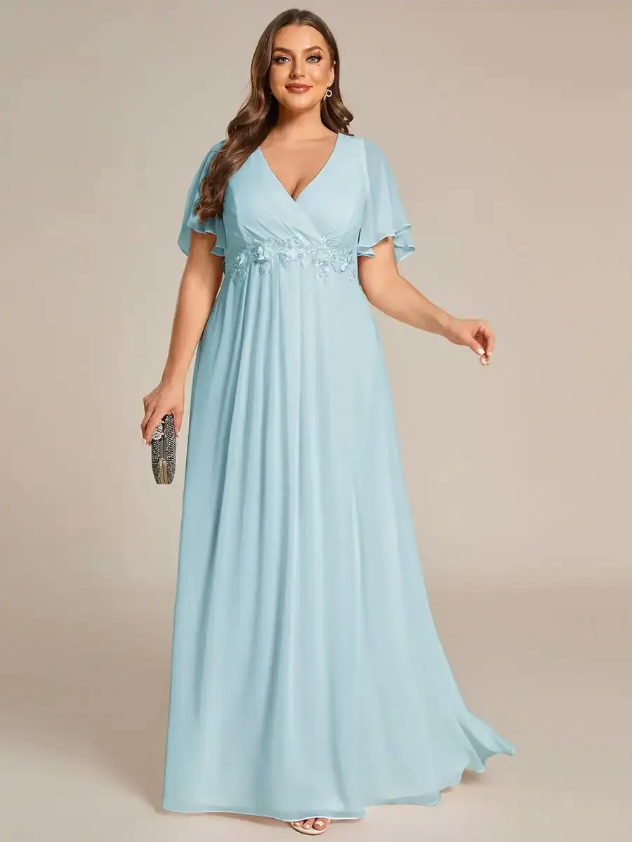 Chiffon Applique Plus Size Bridesmaids Evening Dresses