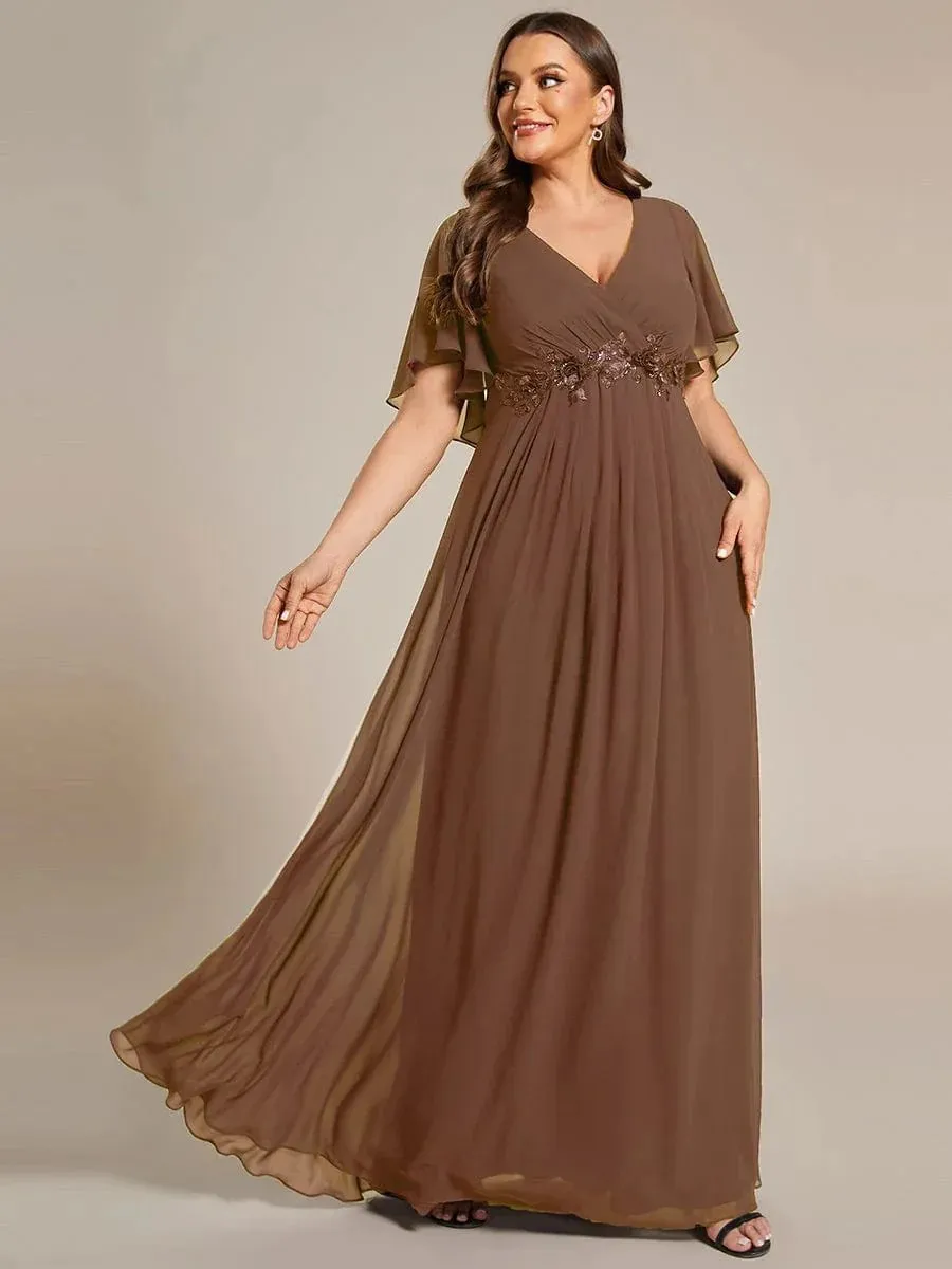 Chiffon Applique Plus Size Bridesmaids Evening Dresses