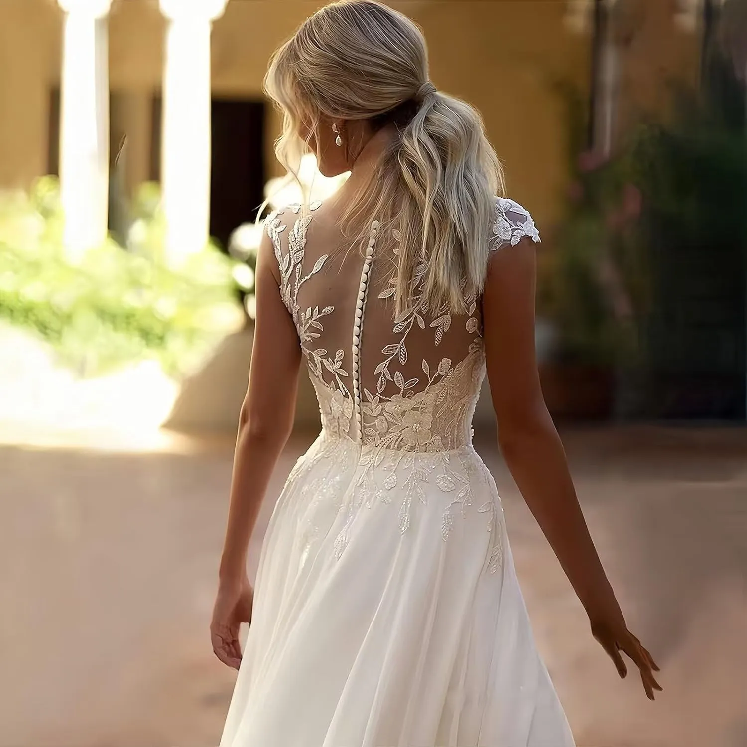 Chiffon Wedding Dresses for Bride 2025 Lace Applique Plus Size Sleeveless A-Line Long Bridal Gowns with Slit