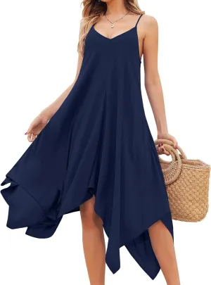 Chigant Women's 2025 Summer Dress Casual Boho Sundress Spaghetti Strap Swimwear Cover Up Beach Flowy Midi Vacation Dresses
