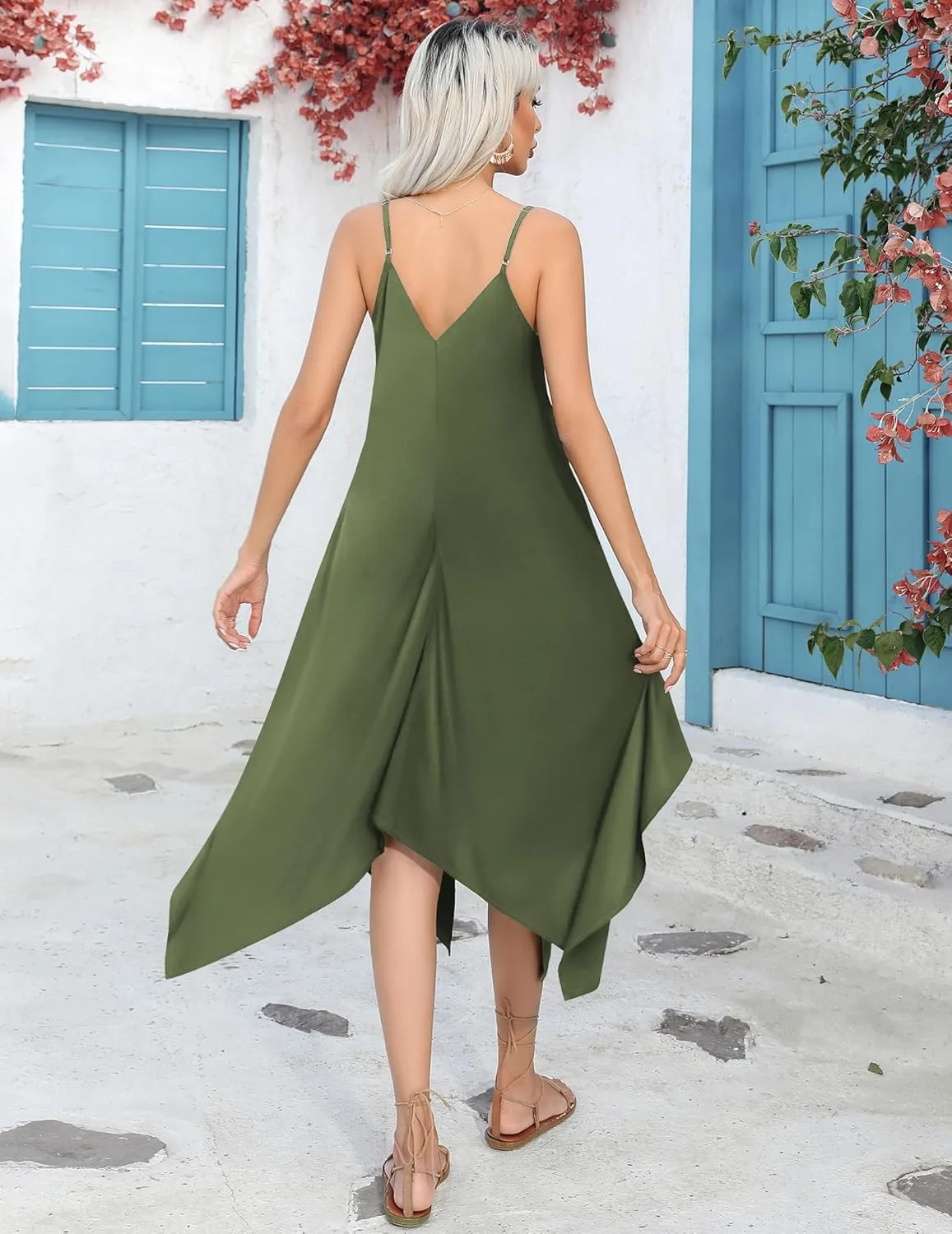 Chigant Women's 2025 Summer Dress Casual Boho Sundress Spaghetti Strap Swimwear Cover Up Beach Flowy Midi Vacation Dresses
