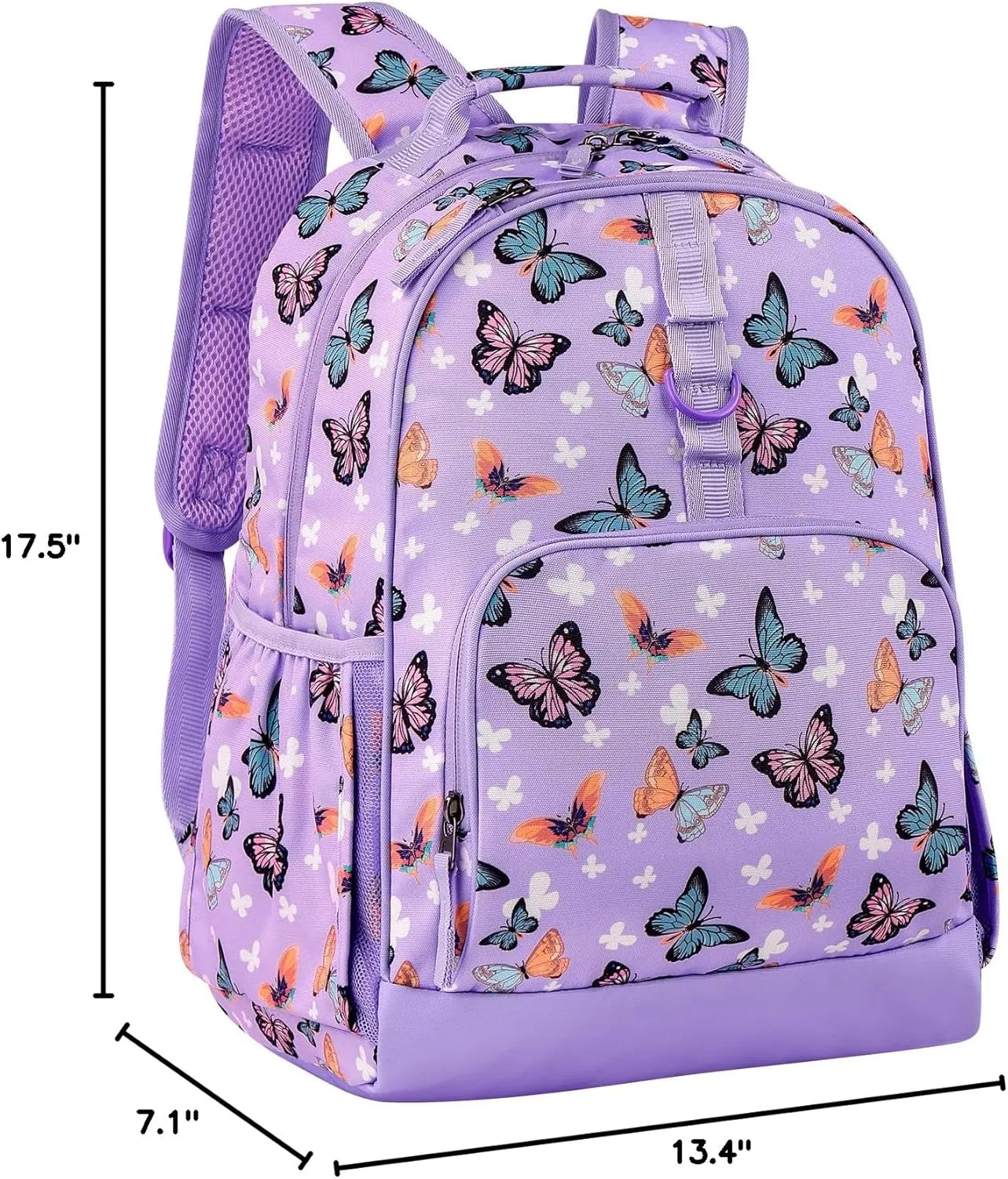 Choco Mocha Butterfly Backpack for Girls, Kids School Backpacks Girls Backpacks Ages 6-8, Kindergarten Bookbag Girl Elementary School Bag 17 Inch, Purple